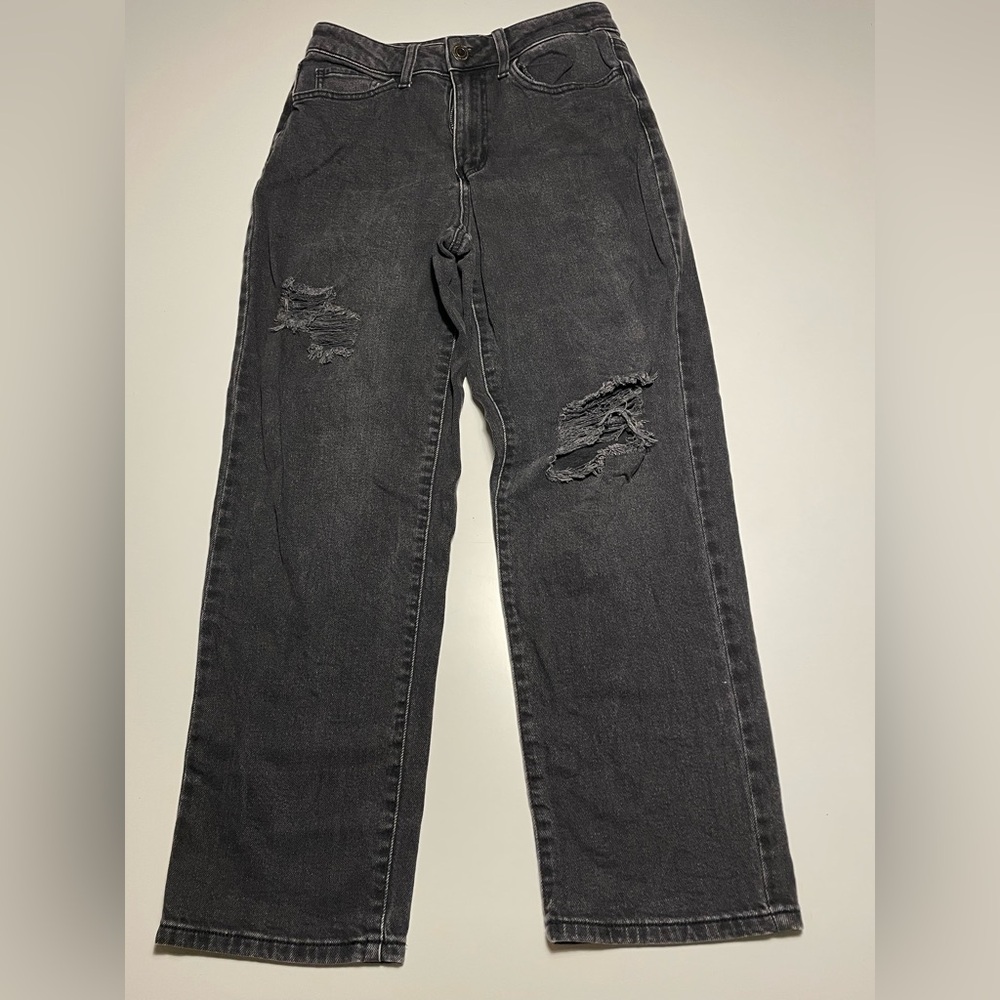 3/$25 SO 90s Grunge Relaxed Fit Distressed Black Jeans Size 5/27W